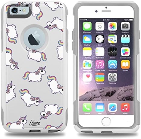 iPhone 6 Case White Rolly Polly Unicorn [Dual Layered Hybrid] Protective Commuter Case for iPhone 6s White Case by Unnito