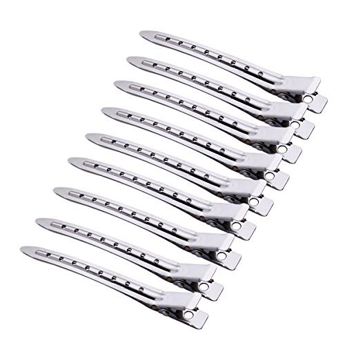 Amariver 70 Pieces 3.5 Inch (90 mm) Metal Curl Clips Duck Bill Sectioning Clips Single Prong Metal Alligator Hair Clips Hair Accessories Silver
