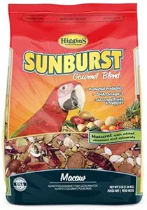Higgins Sunburst Gourmet Blend Macaw Parrot Bird Food, 3 lb. Bag.Large Parrot Food