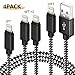 [4 Pack]Lightning Cable, (3FT 6FT 6FT 10FT) Nylon Braided Charger Cable Cord Lightning to USB Cable Support iPhone 8/X 7/7 Plus/6/6s/6 Plus/6s Plus, iPad Pro/Air/mini,iPod（Black+white)