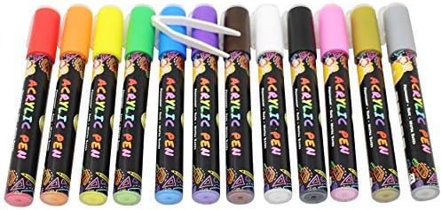 Acrylic Markers 12 Pack - Thick Paint Pens for Kids and Adults Glass, Rock, Ceramic, Wood, Multicolour, 1 count (Pack of 12) - Image 5