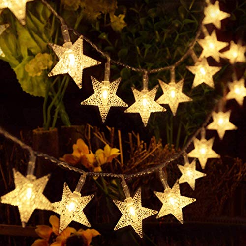 HOMVAN Star Lichterketten USB-betriebene Lichterketten, 5M 40 LED dekorative Beleuchtung für für Weihnachten Halloween Hochzeit Zimmer Dekoration Party Garten(warmes Weiß)