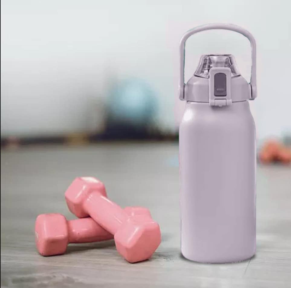 ProBytes Thermal Water Bottle - Stainless steel Infuser Bottle – 32oz Sports Bottle with Portable Handle – 900 ml bottle with Straw Lid - For Hot & Cold Drink – Office, Gym, Cycling, Camping (Lilac)