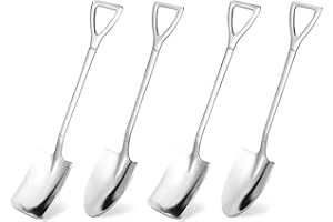 4pcs Stainless Steel Dessert Spoon Set, Shovel Shaped Spoons for Ice Cream Coffee Baking Party Serving Silver Mini Dessert Ut