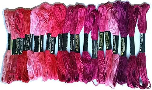 Amazon にゃんころ堂 綿 25番刺繍糸 Dmcと同じ色番号 赤21色25本セット クロスステッチ ミサンガ等に最適 赤 並行輸入品 刺しゅう糸 通販