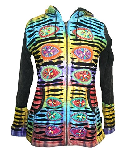 Agan Traders2025 Spring Bohemian Gypsy Hippie Patchwork Fall Embroidered Jackets for Women - Fleece Insulated Zip Up Hoodies