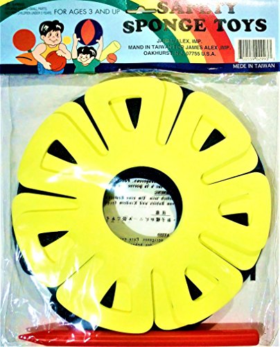 Safety Sponge Toy Throw Rings [2 Yellow + 2 Blue] with Red Plastic Stake Set