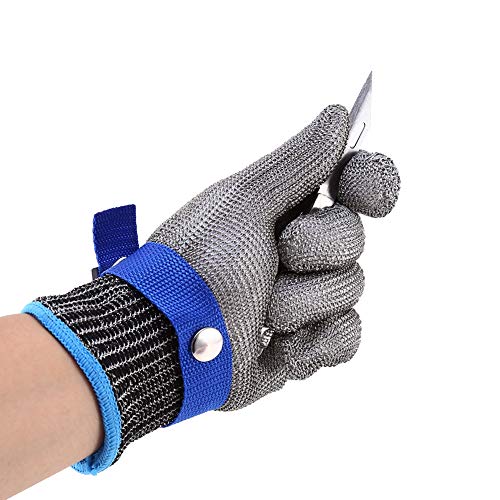 Cut Resistant Gloves, Proof Stab Resistant Stainless Steel Wire Metal Mesh Butcher Cotton Glove, High Performance Level 5 Protection, Food Grade