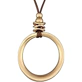 JAOYU Boho Necklace for Women Large Pendant Necklace Boho Long Choker Leather Gold Necklace Vintage Earthy Jewelry Trendy