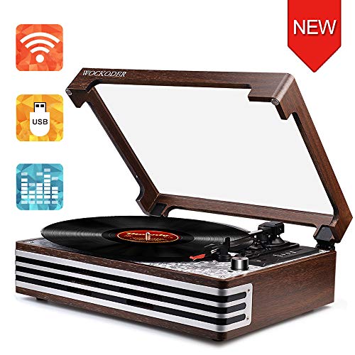 Record Player Turntable Vinyl LP Wireless 3-Speed Record Player USB Encoding SD Belt-Driven Reto Style Vinyl Record Player Built-in Speakers Vintage Style (2019 Model)