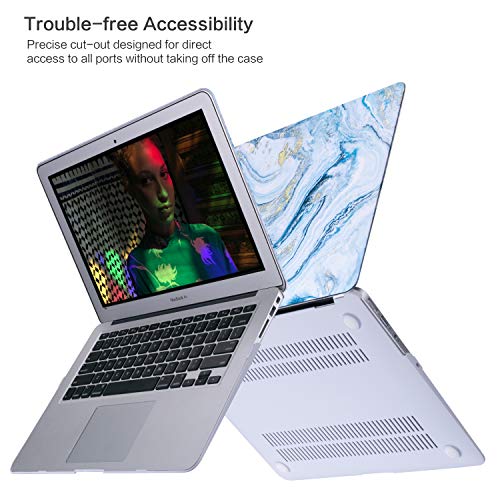MacBook Air 13 Inch Case, TeenGrow Rubberized Plastic Protective Hard Laptop Case Shell with Keyboard Cover & Screen Protector for Mac Air 13" (Model: A1369/A1466), Blue River Sand