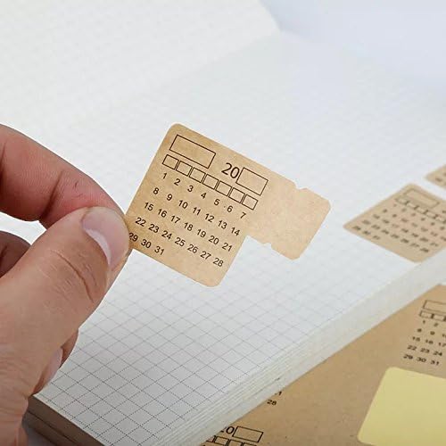 VEEPPO Universal DIY Hand-write Brown Kraft Paper Calendar Index Tabs Sticker 11.5 x 21cm (Pack of 5)