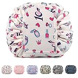 Portable Lazy Drawstring Makeup Bag Travel Cosmetic Pouch Toiletry Organizer Waterproof Large for Women and Girls