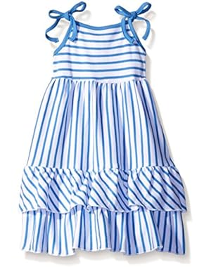 Girls' Periwinkle Breton Stripe Tiered Sleeveless Dress