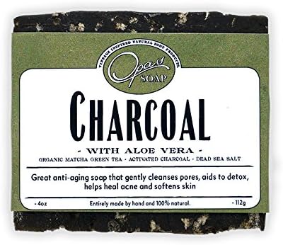 Opas Soap - Activated Charcoal Soap with Dead Sea Salt, Aloe Vera Extract, Organic Matcha Green Tea, French Green Clay, Acne Soap, Detox Soap (Pack of 1)