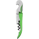 True Truetap Double Hinged Waiter's Corkscrew Wine Opener, Stainless Steel Wine Bottle Opener with Built In Foil Cutter, Home Bar Tools, Bar Cart Accessories, Wedding Gifts, Set of 1, Lime Green