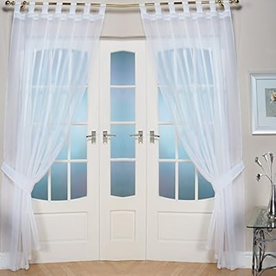 Pair Of John Aird Woven Voile Tab Top Curtain Panels Free