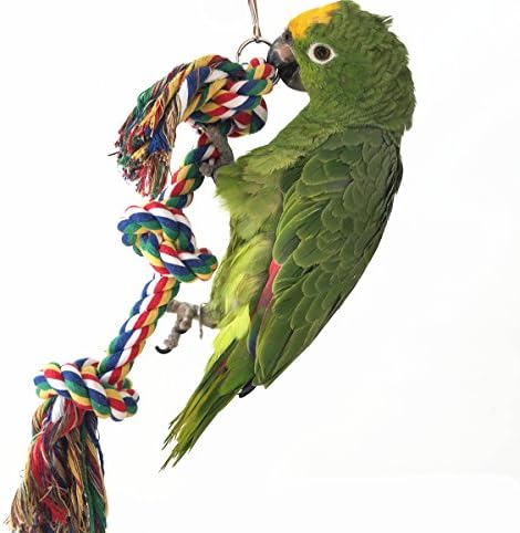 Parrot Toy Bird Knob Cotton Rope Perches Bungee Chew toys,Birds cage Swing Climbing Stand Bar (Knob)