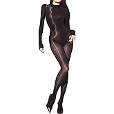 RUIBAVYA Body Stockings For Women Sexy Lingerie Bodysuit Oil Shiny Bodystocking Turtleneck Full Body Stocking