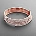 Mariell Coil-Style Rose Gold Rhinestone 5-Row Adjustable Cuff Bangle Bracelet for Prom or Weddings