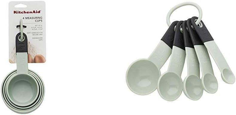 KitchenAid KE058OHPIA Classic Measuring Cups, Set of 4 and Classic Measuring Spoons, Set of 5, Pistachio/Black