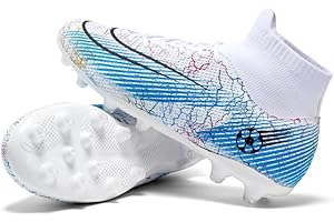 FAHOT Football Cleats Men Women, Non-Slip High Top Soccer Shoes Lightweight Shock Resistant Training Boots Sneaker Breathable Professional Turf Shoes Sport Athletic Ground Football Boots Soccer Cleats