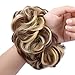 REECHO Thick 2PCS Updo Messy Hair Bun Curly Wavy Ponytail Extensions Hairpieces Hair Scrunchies for Women Girls Color Light Golden Brown with Blonde Highlights