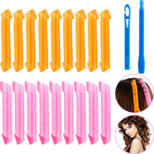 18 Pieces Hair Curlers No Heat Spiral Curls Styling Kit Heatless