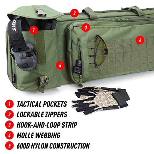 OSAGE RIVER Tactical Double Rifle Case with Pistol Storage, Tactical