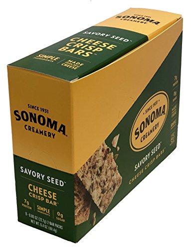 Sonoma Creamery Cheese Crisp Bars - Savory Seed 8 Two-Bar Packs (Savory Snack Bars with 0g Sugar & 8g Protein Low Carb Gluten Free)
