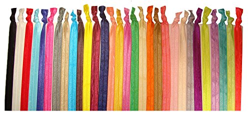10 Elastic HEADBANDS Assorted (Available in Lots of COLORS) No crease Knotted Ouchless headband or hair ties by Kenz Laurenz (Assorted)