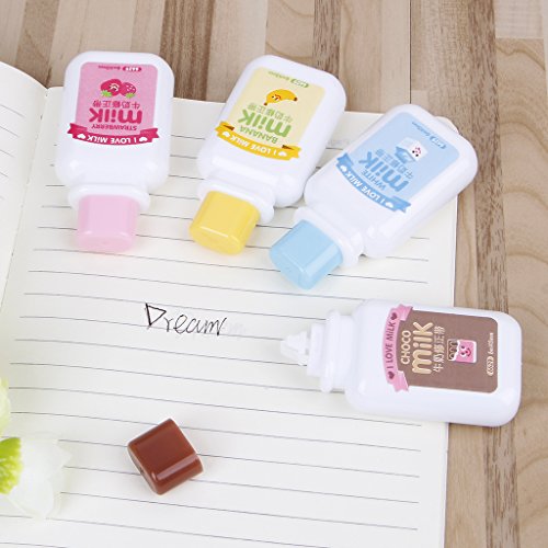 Onpiece Roller Correction Tapes Set, Milk Bottle Shape Tear Resistant White Tapes, 236'', Pack of 4