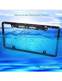 Pyle PLCM16BP, cámara de retrovisor para el armazón de la placa (estacionamiento asistido, cámara impermeable de visión nocturna, líneas de escala de distancia)