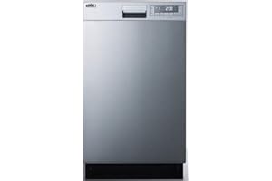 SUMMIT APPLIANCE Summit DW18SS4 18 Built In Dishwasher with 8 Place Settings Energy Star Digital Touch Controls Stainless Steel Interior Adjustable Smart Fold Shelf Time Delay in Stainless Steel