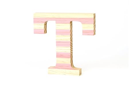 La Lluna Letras De Madera Con Rayas De Color Rosa Letra T