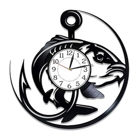 Kovides Fishing Vinyl Clock 12 Inch for Boyfriend Hobby Original Home Decor Fishing Vinyl Record Wall Clock Activity… 51fyZbfJJcL