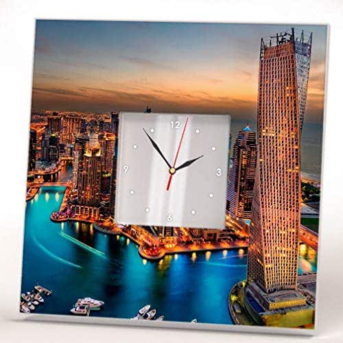 Dubai Wall Clock Framed Mirror Printed Decor Travel United