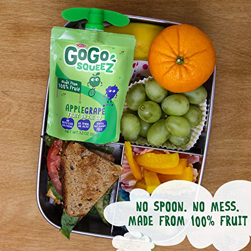 GoGo squeeZ Applesauce, Apple Grape, 3.2 Ounce (48 Pouches), Gluten