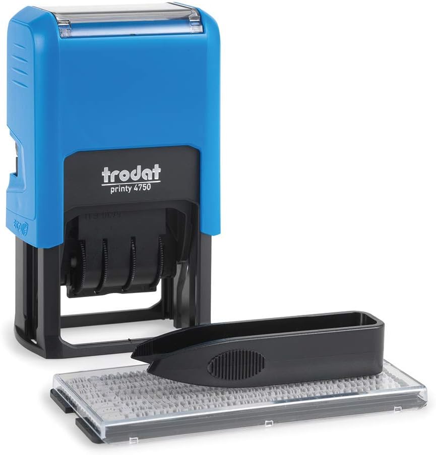 Trodat Printy 4750 Typomatic Date Stamp for Self-Inking, 2-Line, Blue/Red, Max. 41 x 24 mm, Small
