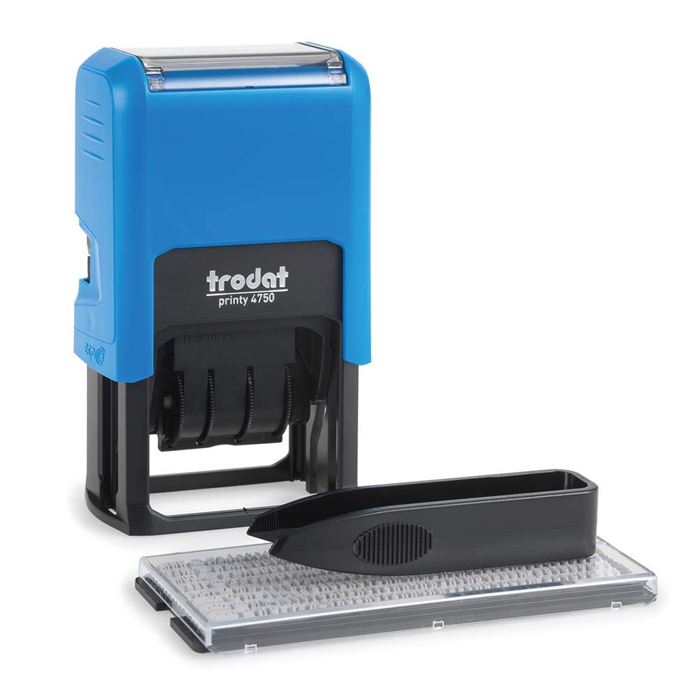 Trodat Printy 4750 Typomatic Date Stamp for Self-Inking, 2-Line, Blue/Red, Max. 41 x 24 mm