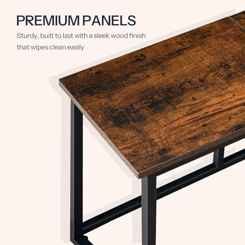 HOOBRO Dining Bench for Dining Room, 120cm Dining Table Bench Seat, Wooden Dining Bench Indoor, Industrial Entryway Bench with Steel Frame for Living Room, Bedroom, Rustic Brown and Black EBF45CD01