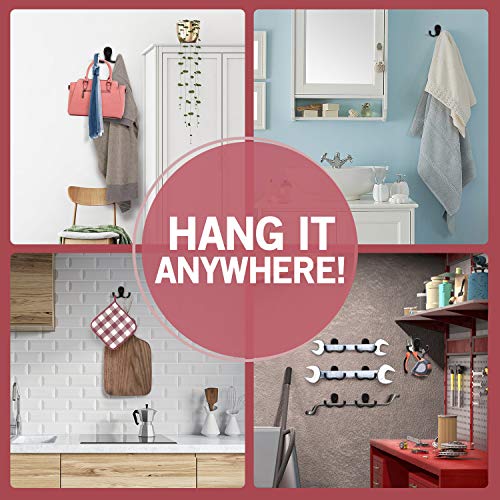 Jack N' Drill 6+2 Coat Hooks w/ 4pcs. Cute Bear Stickers | Heavy Duty Hooks for Hanging Towels, Coat & Hat Rack | Wall Mounted Wall Hook for Kitchen and Bathroom Wall