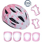 aomigell Kids Helmet Girls Bike Helmet Child Helmet with Outdoor Sports Protective Gear Safety Pads Set Knee/Elbow/Wrist Pads for Bicycle, Rollerblades, Scooter, Skateboard, Rollerblades(5-8Years Old)