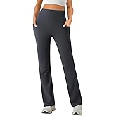 SEAJOJO Womens High Waist Yoga Pants Stretchy Casual Trousers Straight Leg Pull On Side Pockets
