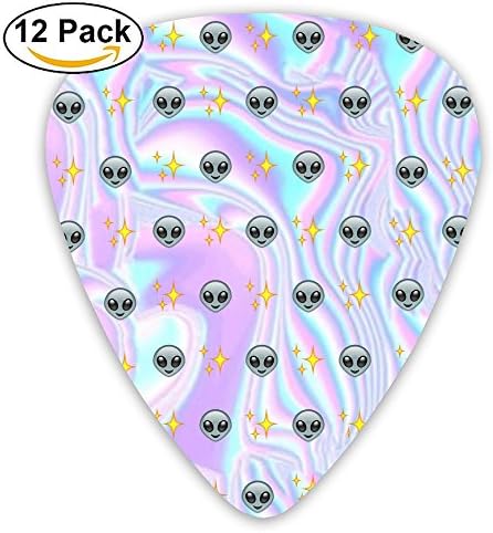 LLGUITAR Cute Alien Guitar Picks 12pack Celluloid Plectrum Custom 0.46mm/0.71mm/0.96mm For Electric Acoustic Guitars Bass Best Stocking Stuffer Gifts For Kids Teens Adults