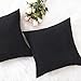 HOME BRILLIANT Decor Striped Corduroy Velvet Square Cushion Cover for Baby Supersoft Handmade Decorative Pillowcase, Black, Set of 2, 18 inch