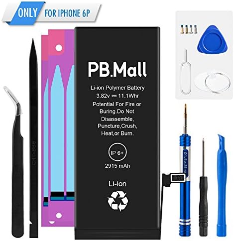 PBMall iPhone 6 Plus Battery Replacement kit-Brand new 0 Cycle-Full Capacity 2915mAh 3.82V-Tools and Instruction 2 OEM Adhesive Included-Lithium Polymer( for 6 Plus only not for 6)-[365 Days Warranty]