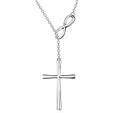 MiaofuMF 18K White Gold Crose Rose Infinity Necklace for Women s925 Sterling Silver Infinity Rose Flower Cross Pendant Necklace Jewelry for Women