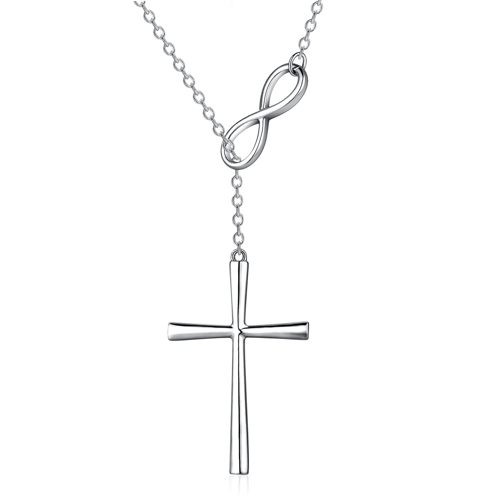 jiamiaoi Necklace for Women 925 Sterling Silver Cross Necklace Infinity Necklace