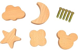 FINDUAT 5 Pack Knob for Children's Furniture, Furniture Handles, Furniture Buttons, Handles, Chest of Drawer Buttons, Children's Room, Furniture, Cabinet Handle, Wooden Handles, Wooden Knob, Wardrobe